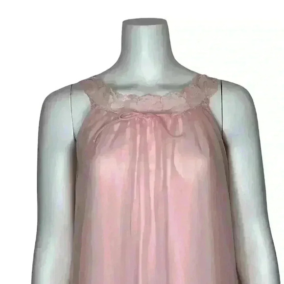 Vintange Pink Sheer Lace Robe Set Two Piece Size Small - Picture 10 of 14